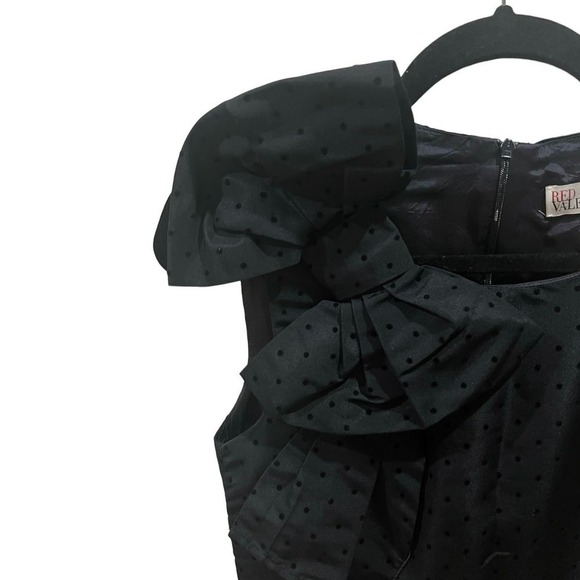 RED Valentino Bow Embellished Polka Dot Sleeveless A-Line Mini Dress  Navy 8 / M - Picture 4 of 9